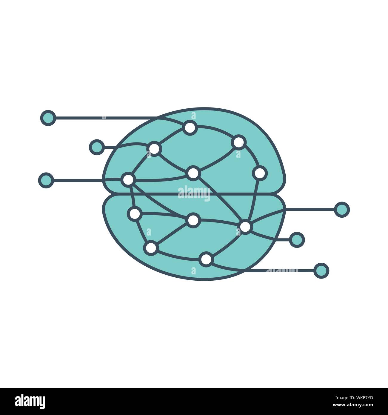 Gehirn Symbol mit Ai neuronales Netzwerk innerhalb Stock Vektor