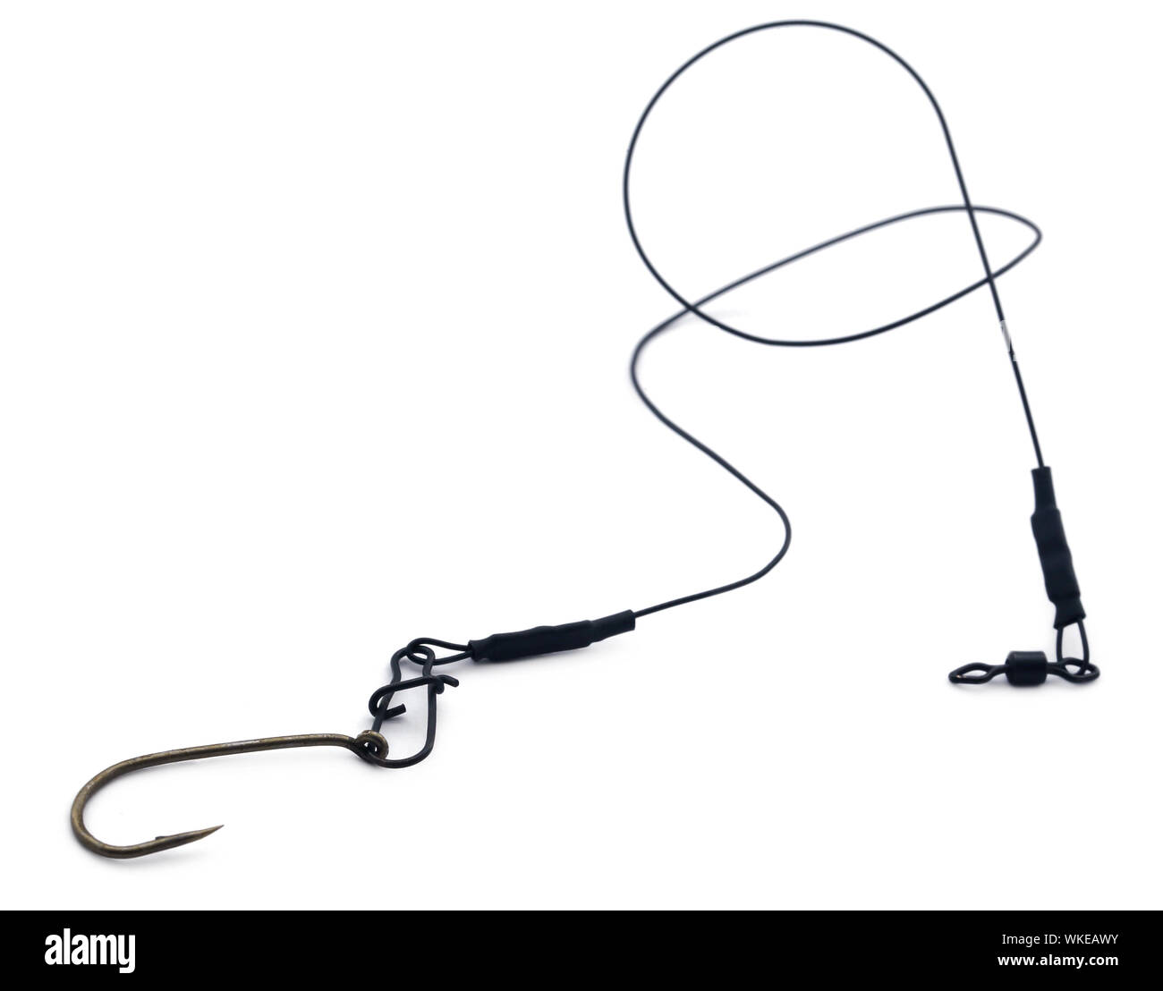 Stahl Führer Hecht oder scharfe Zähne Fisch über weißen Hintergrund zu fangen Stockfoto