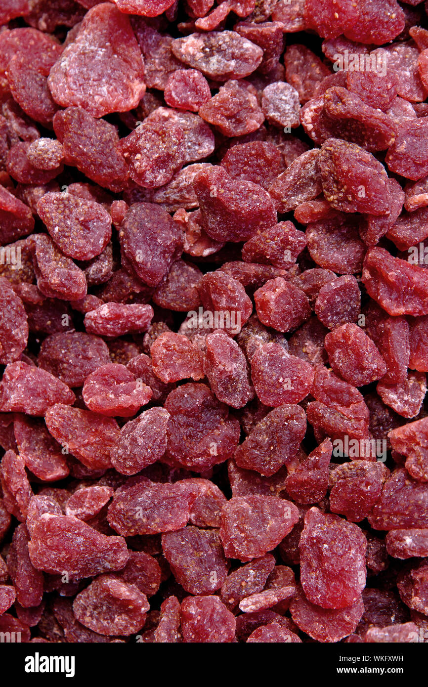 Getrocknete Erdbeeren Hintergrund Stockfoto