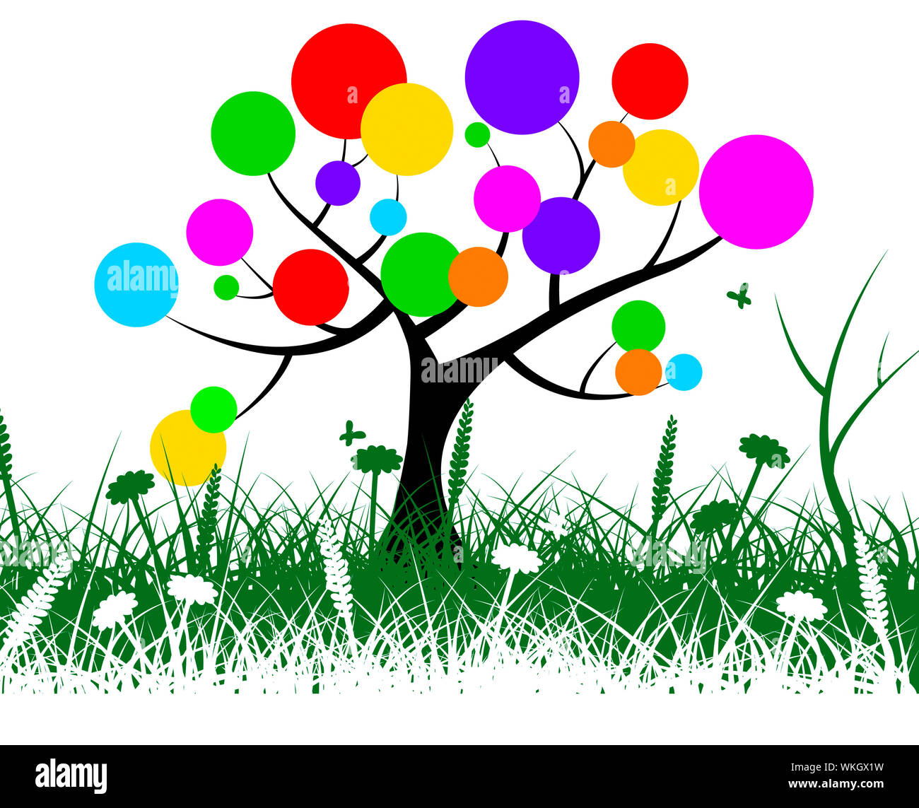 Grasbaum Vertretung Ring grün und Rasen Stockfoto