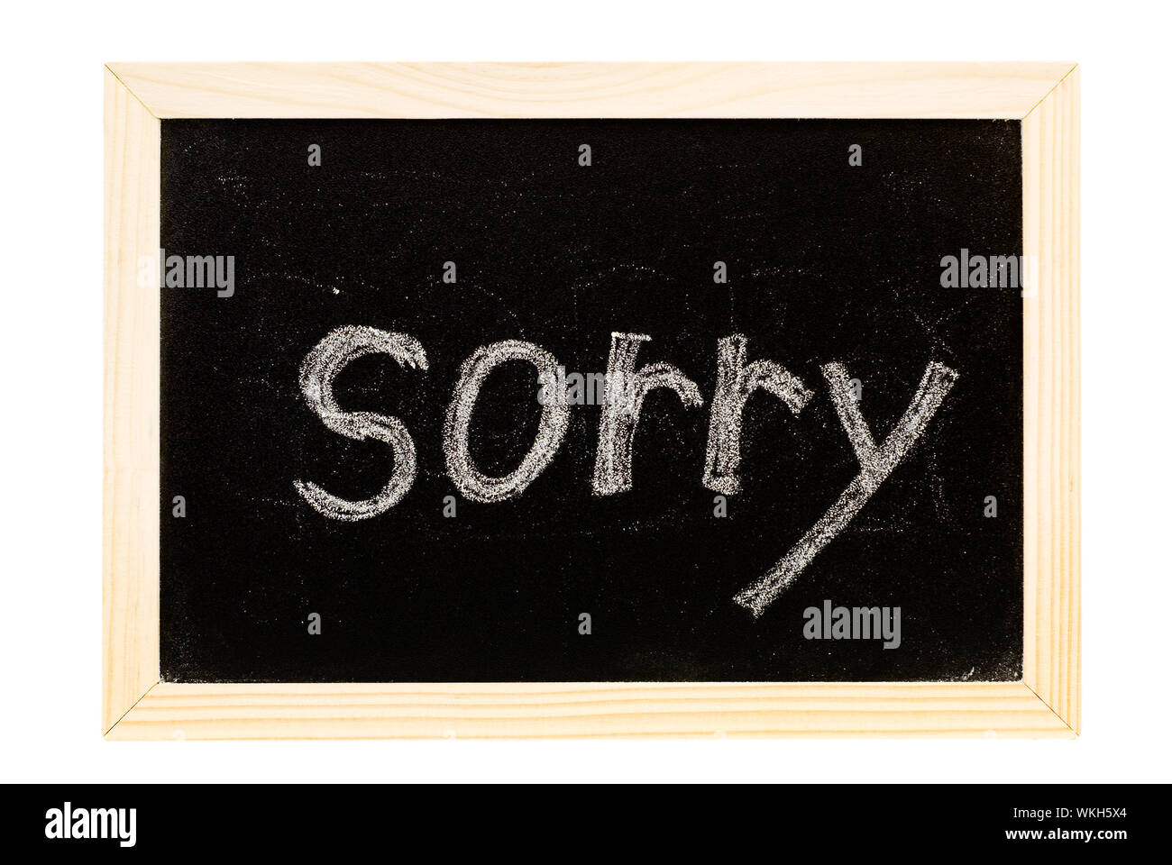 Es ist eine Tafel geschrieben "sorry". Stockfoto