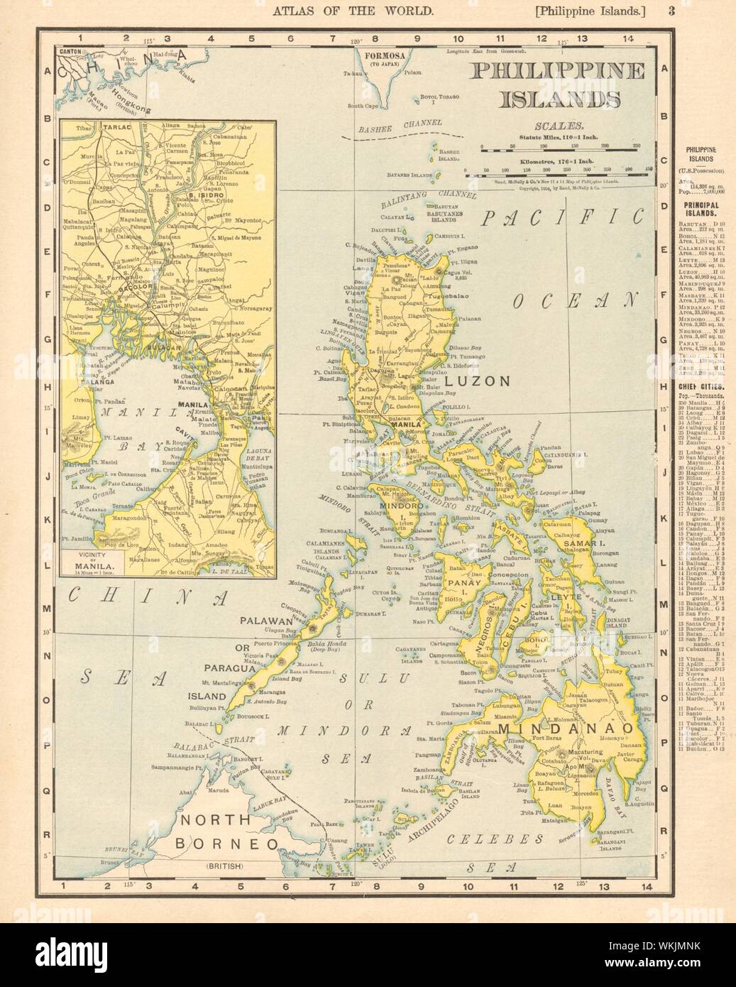Die philippinischen Inseln. Die Bucht von Manila. Philippinen. RAND MCNALLY 1906 alte antike Karte Stockfoto