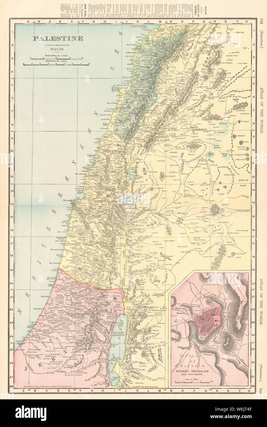 Palästina Heiligen Land Israel Libanon Syrien Jordanien Jerusalem. RAND MCNALLY 1906 Karte Stockfoto
