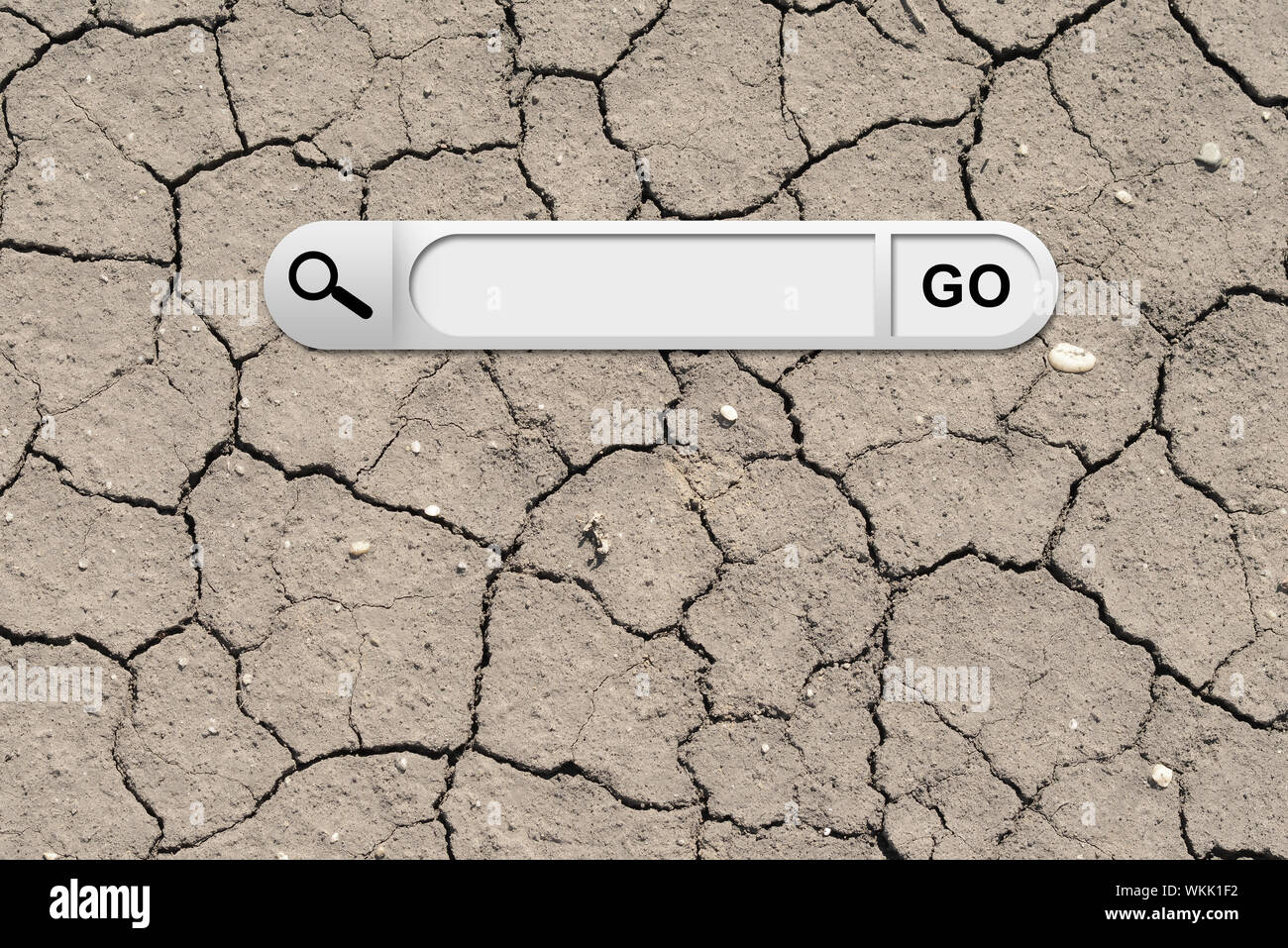 Suche bar im Browser. Risse im Untergrund auf Hintergrund Stockfoto