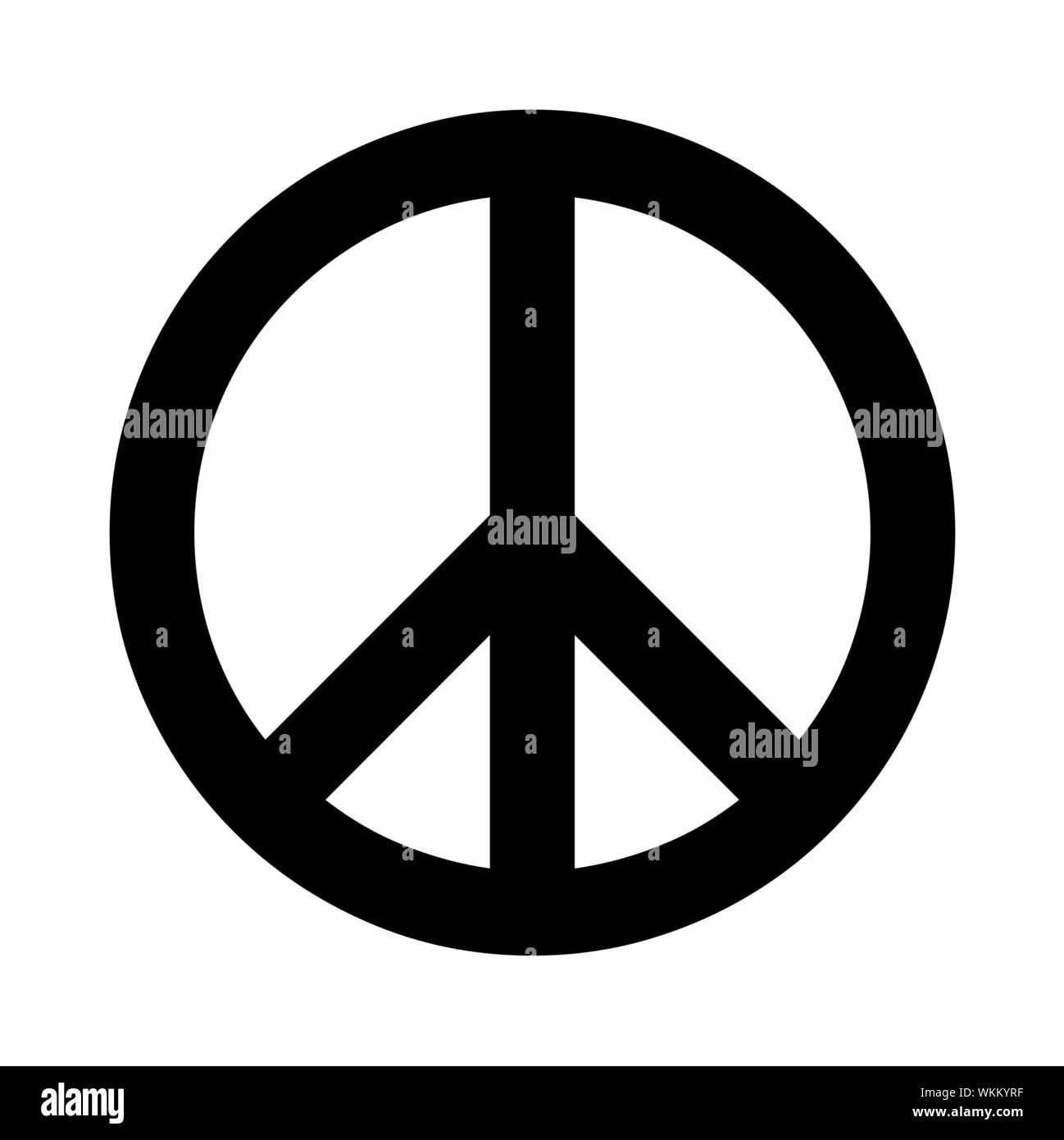 Schwarz Peace Symbol auf weißem Hintergrund Stock Vektor