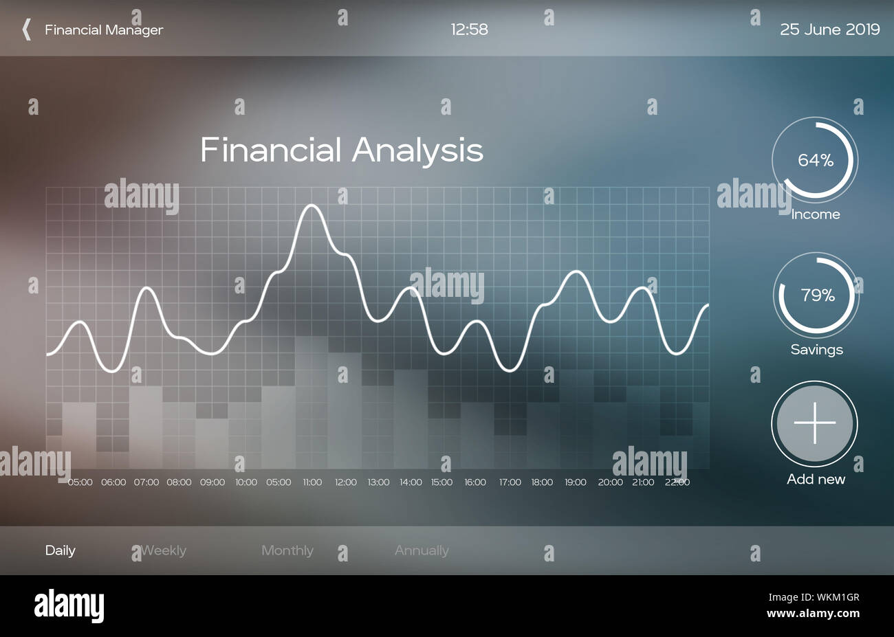 Grafik der Finanzanalyse Anwendung für Bildschirm Stockfoto