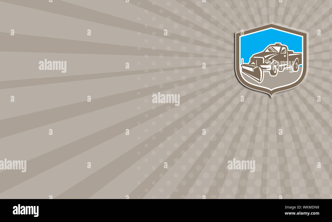 Visitenkarte zeigt Abbildung des Schnees Pflug LKW innen Schild auf isolierte Hintergrund getan im retro-Stil festgelegt. Stockfoto