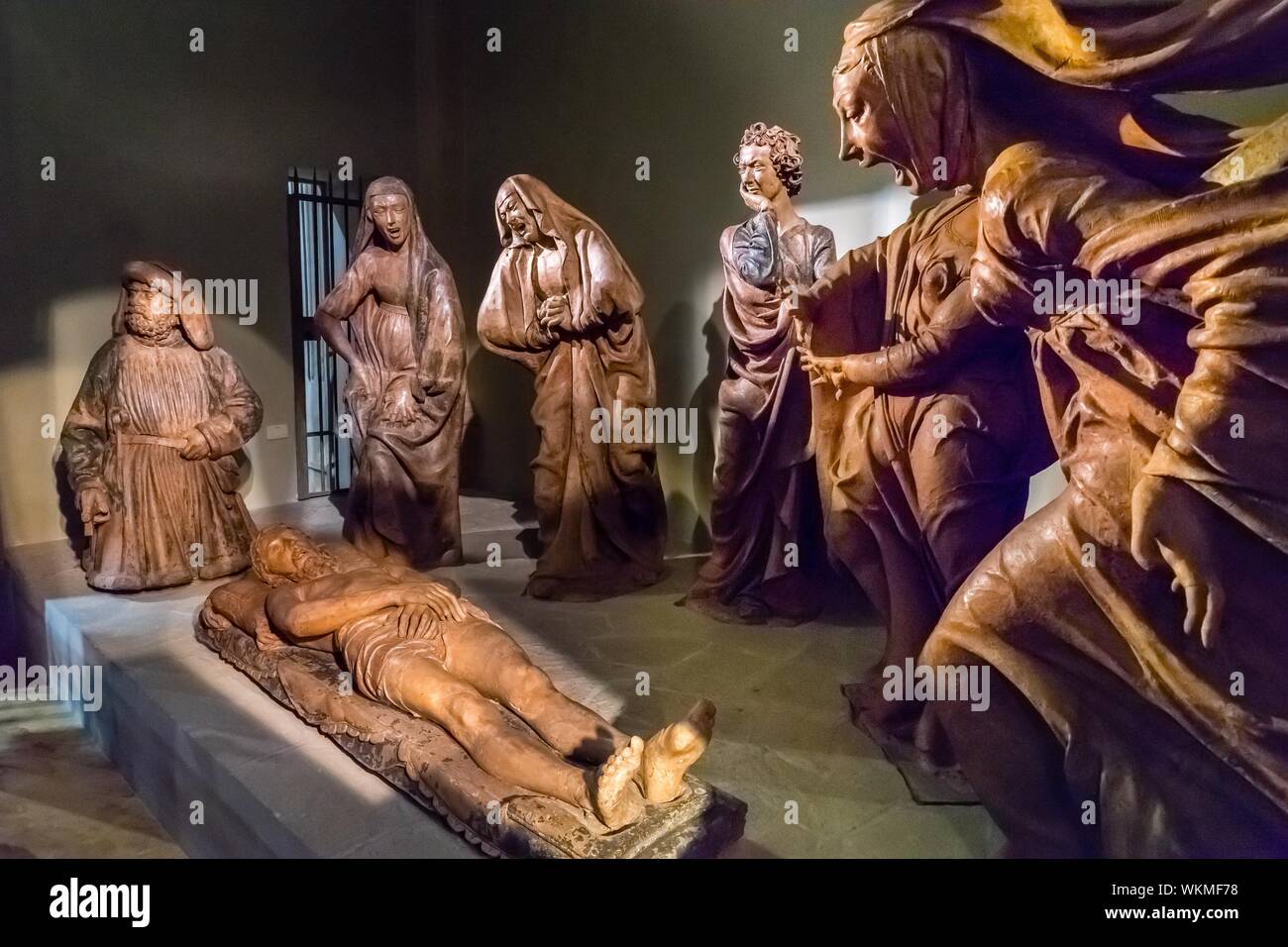 Skulpturen, Gruppe, Beweinung des toten Christus, Compianto sul Cristo Morto, von Niccolo dell'Arca, Chiesa di Santa Maria della Vita, Bologna Stockfoto