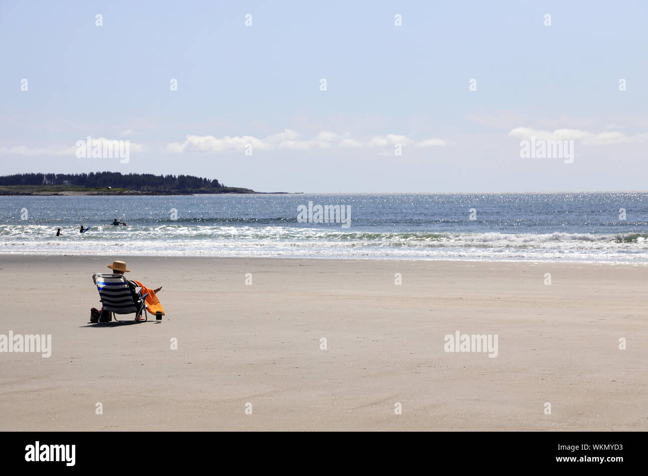 Eine Einstellung auf beachgoer Higgins Strand allein. Higgins Beach. Scarborough. Maine. USA Stockfoto
