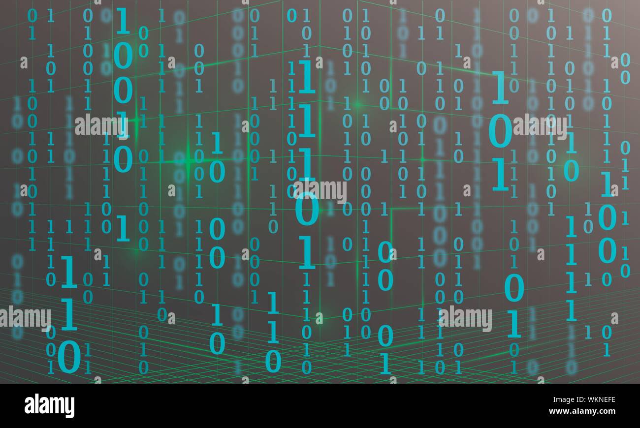 Ein Strom von binären Matrix Code auf dem Bildschirm. Nummern der Computer Matrix. Der Begriff der Kodierung, Hacker oder Abbau von crypto-Währung bitcoin. Stock Vektor