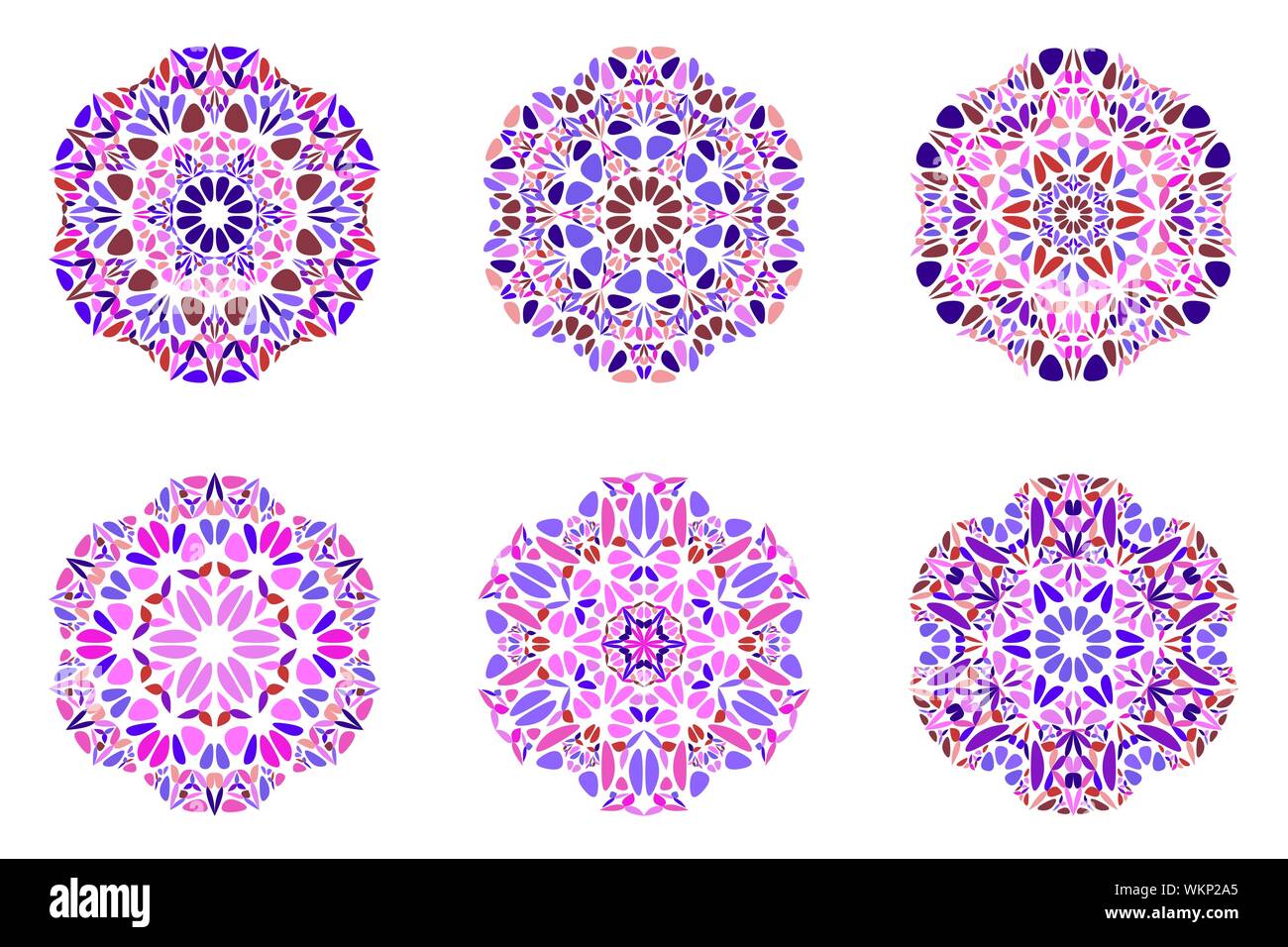 Bunte runde floralen Ornament mandala Symbol gesetzt - Dekorative Runde abstract vector Designs von geschwungenen Formen Stock Vektor