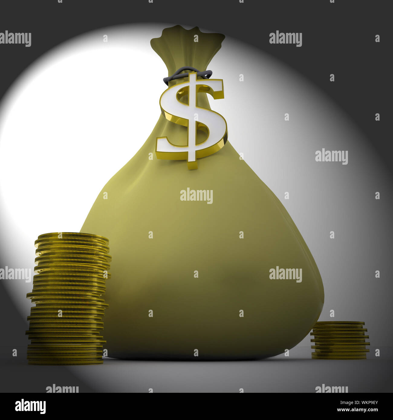 Dollar-Tasche Geld Gewinn und Währung anzeigen Stockfoto