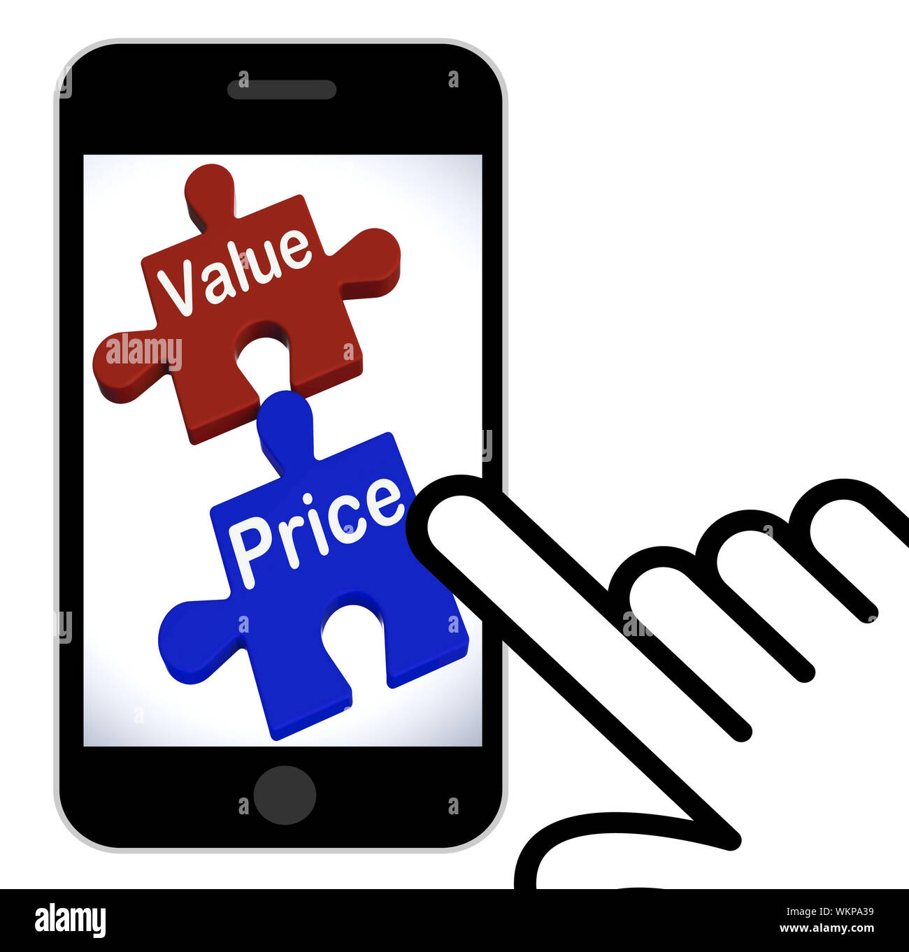 Wert Preis Puzzle anzeigen Wert und Preis des Produkts Stockfoto