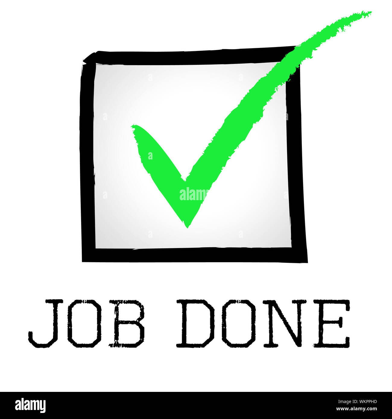 Arbeit unter Angabe Tick Symbol und bestätigen Stockfoto