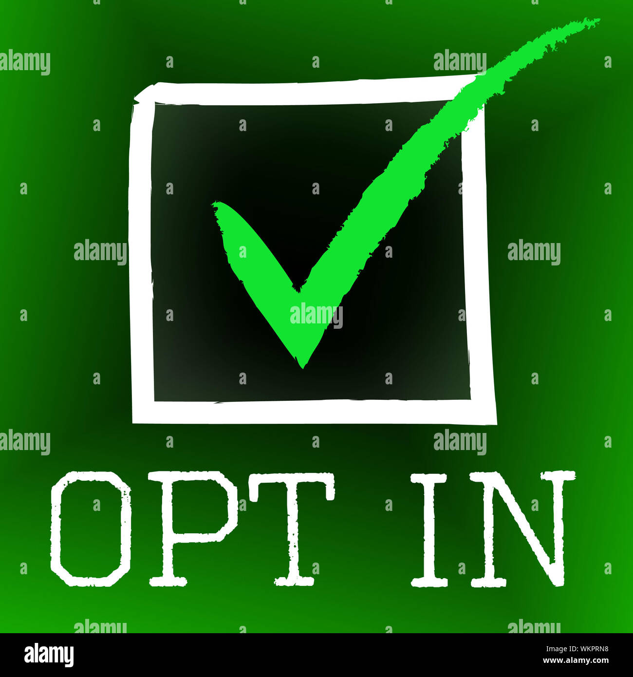 Opt-In bedeutet Tick Symbol und Pass Stockfoto