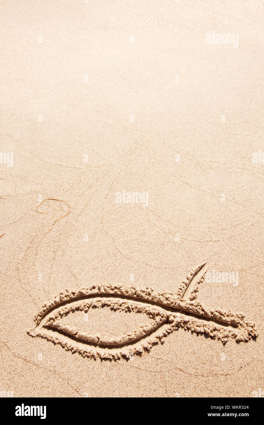 Fisch Sand Symbol Stockfoto