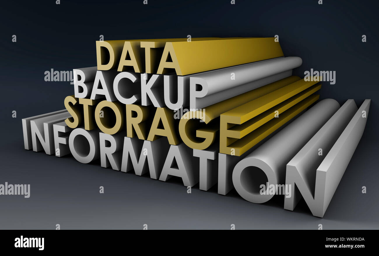 Daten-Backup-Informationen in 3d Kunst Zeichen Stockfoto