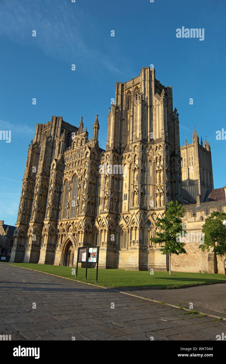 Die Außenseite des Wells Cathedral, Somerset, England Stockfoto
