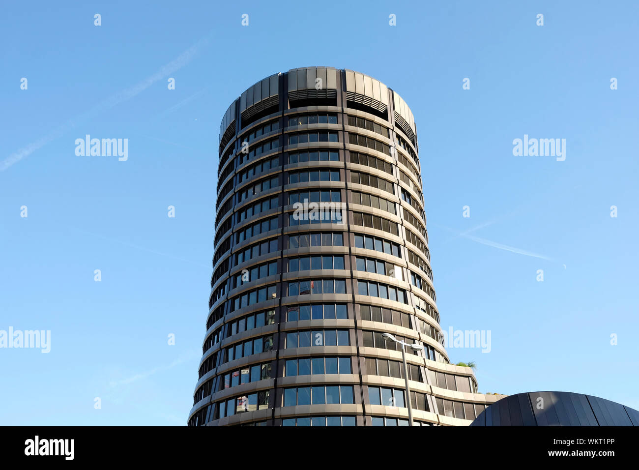 Ein Blick auf die Bank für Internationalen Zahlungsausgleich in Basel, Schweiz Stockfoto