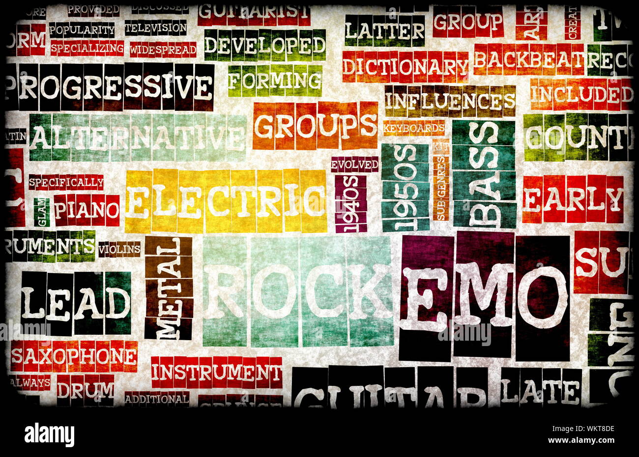 Emo Rock Musik Poster Kunst als Hintergrund Stockfoto