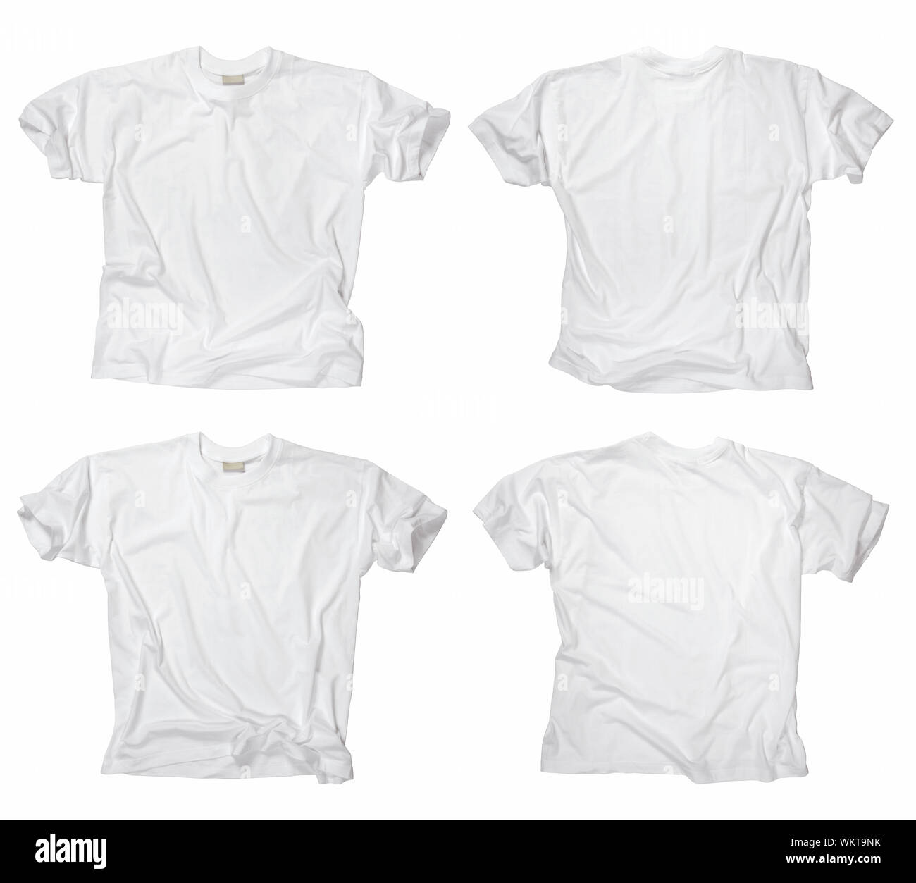 Leere weiße T-shirts, Vorder- und Rückseite Stockfoto