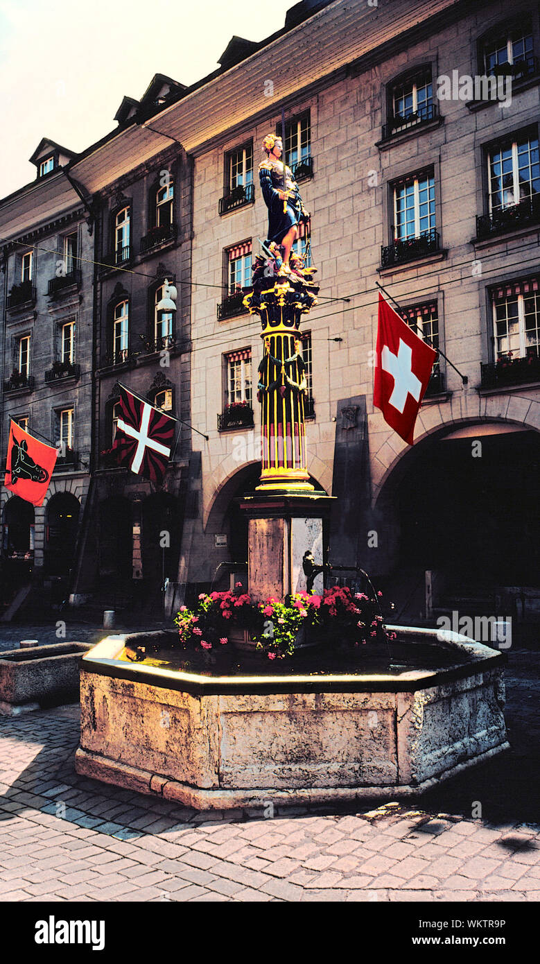 Berna, Gerechtigkeitsbrunnen (Brunnen). Stockfoto