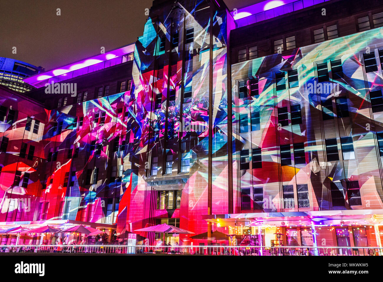 SYDNEY, Australien. Am 22. Mai 2015. - Eine jährliche Außenbeleuchtung Festival mit immersiven Lichtinstallationen und Projektionen Vivid Sydney das Bild an Stockfoto