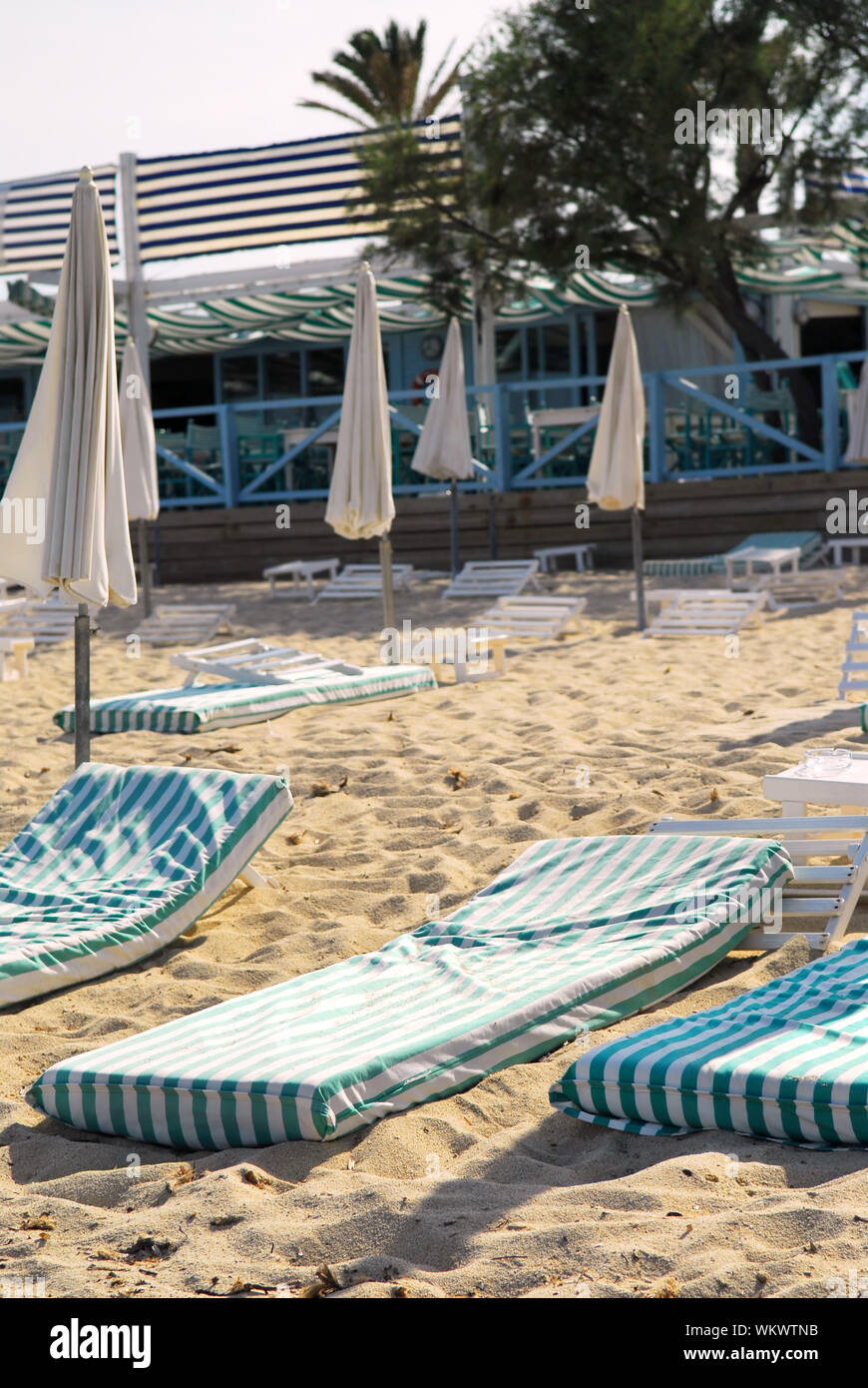 Strand von Pampelonne in der Nähe von St. Tropez an der Côte d'Azur Stockfoto