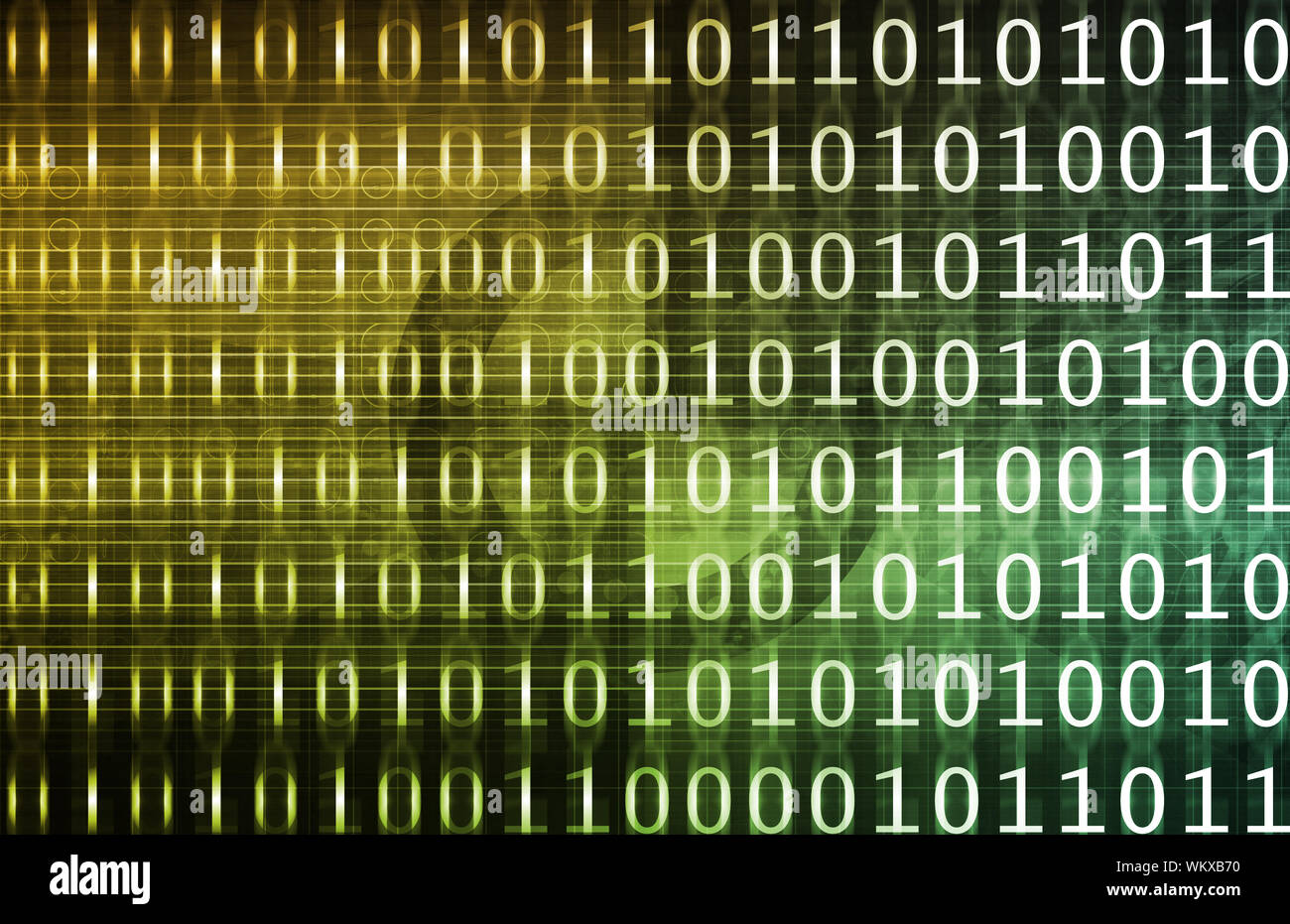 Binary Technologie Stream mit 1 s und 0 s Kunst Stockfoto