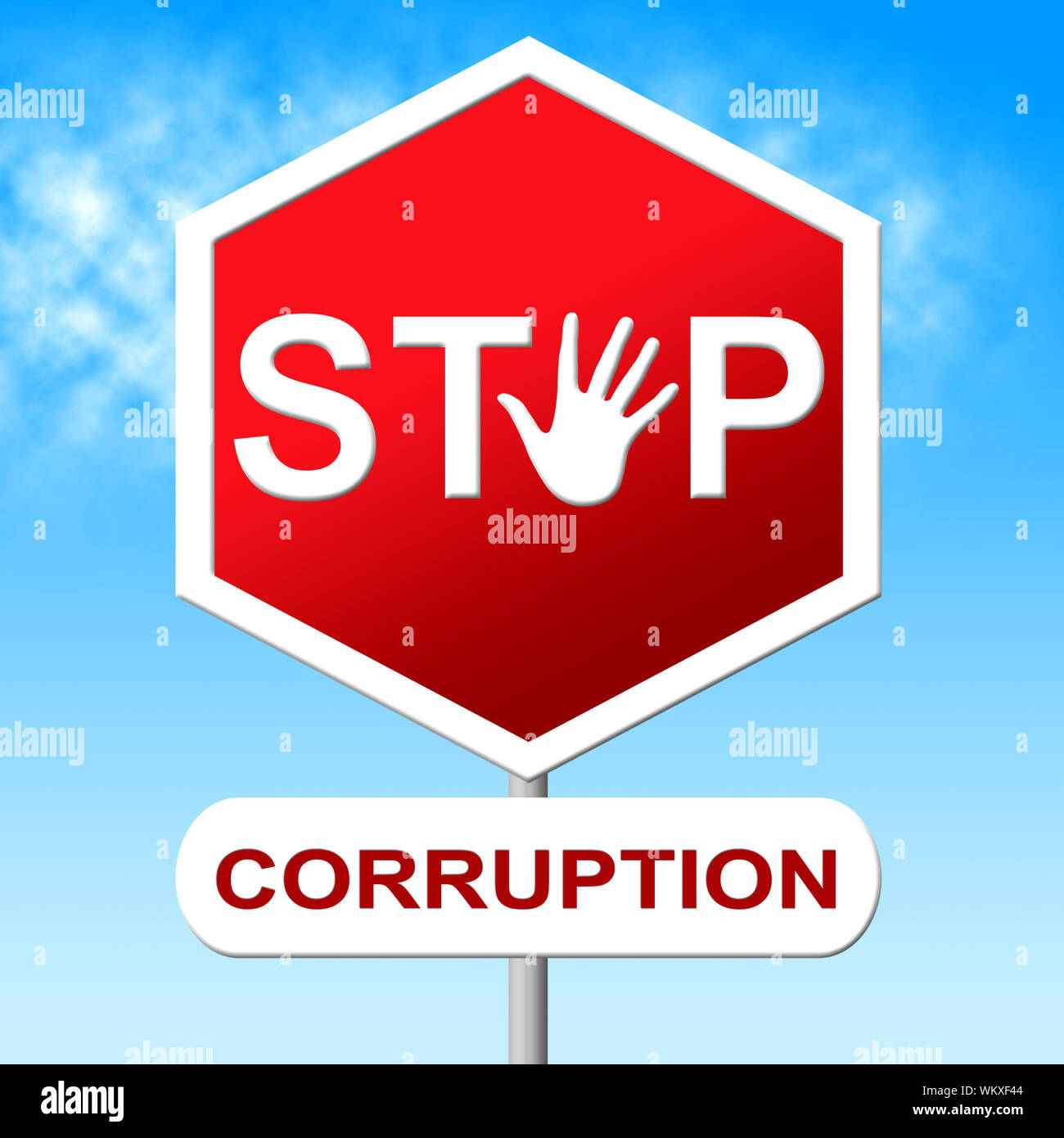 Zeigt Warnzeichen und keine Korruption stoppen Stockfoto