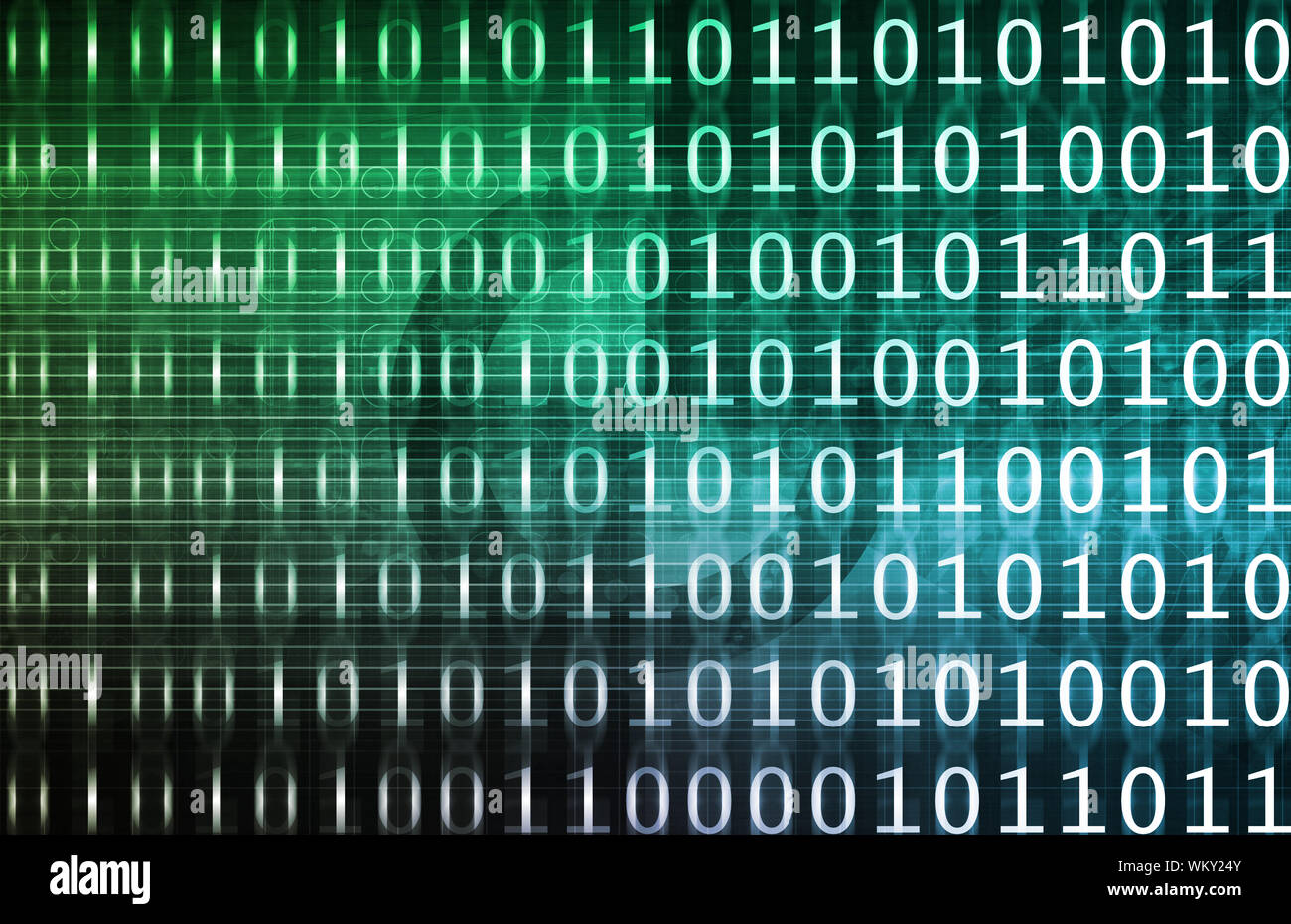 Binary Technologie Stream mit 1 s und 0 s Kunst Stockfoto