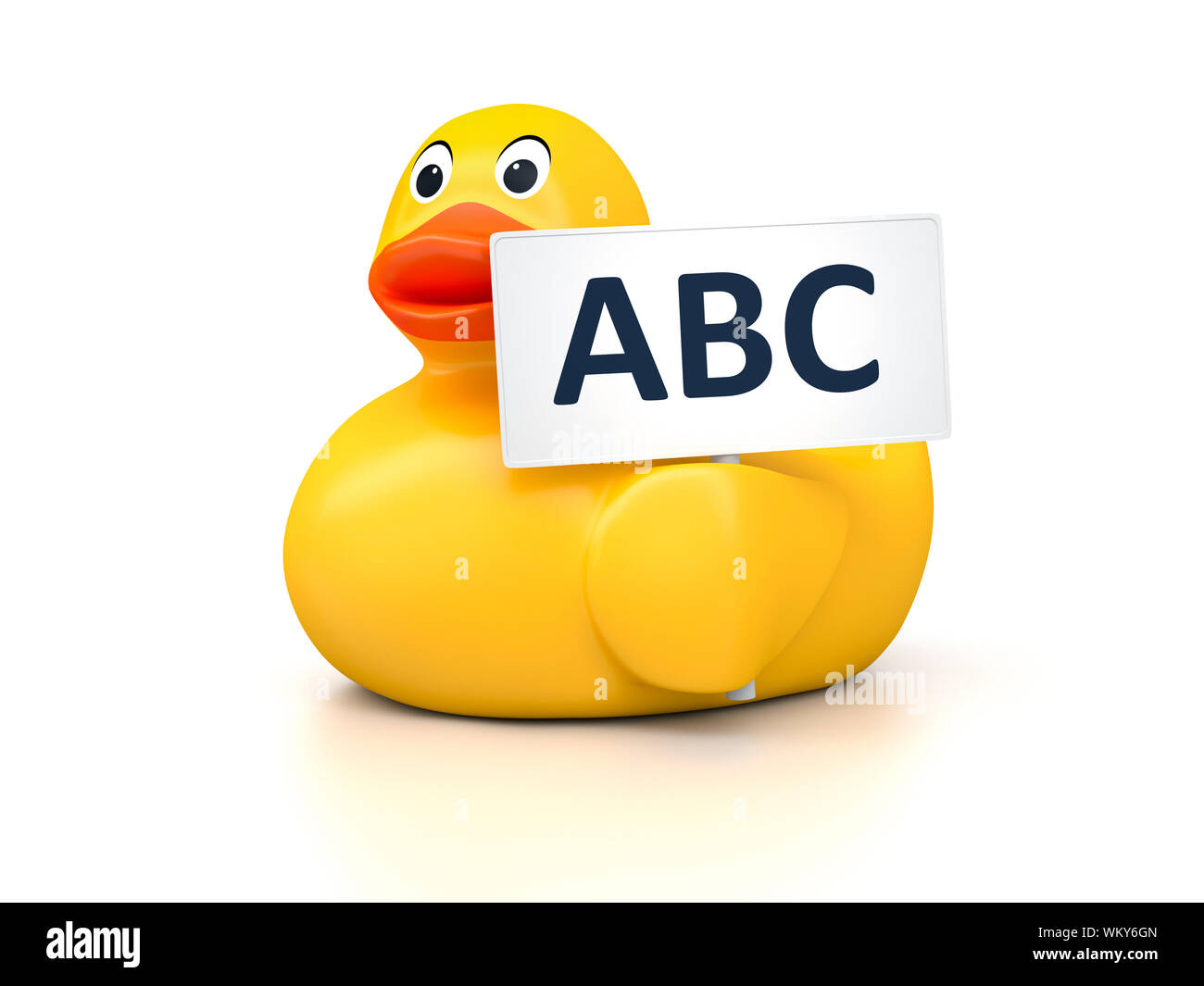 Ein Bild von einem schönen Rubber Duck mit Text abc Stockfoto