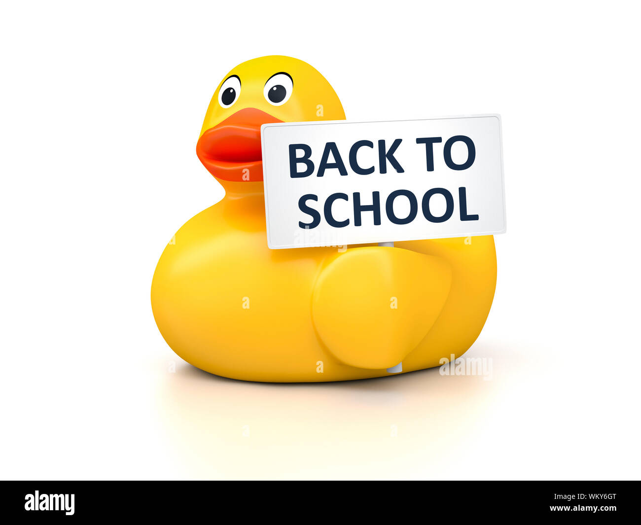Ein Bild von einem schönen Rubber Duck mit Text Zurück zur Schule Stockfoto