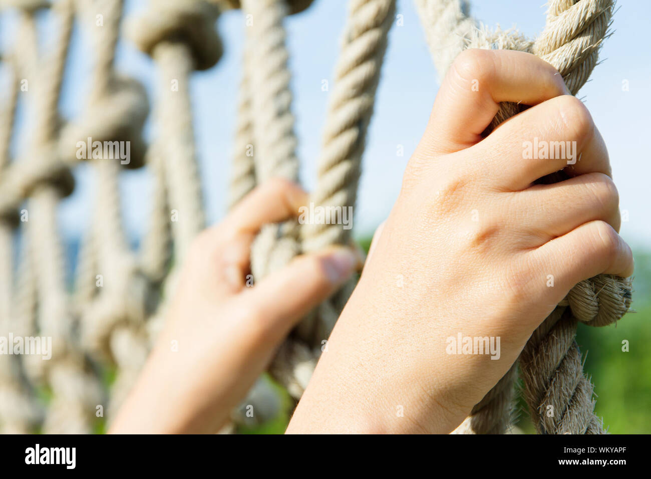 Hand Kletterseile Stockfoto