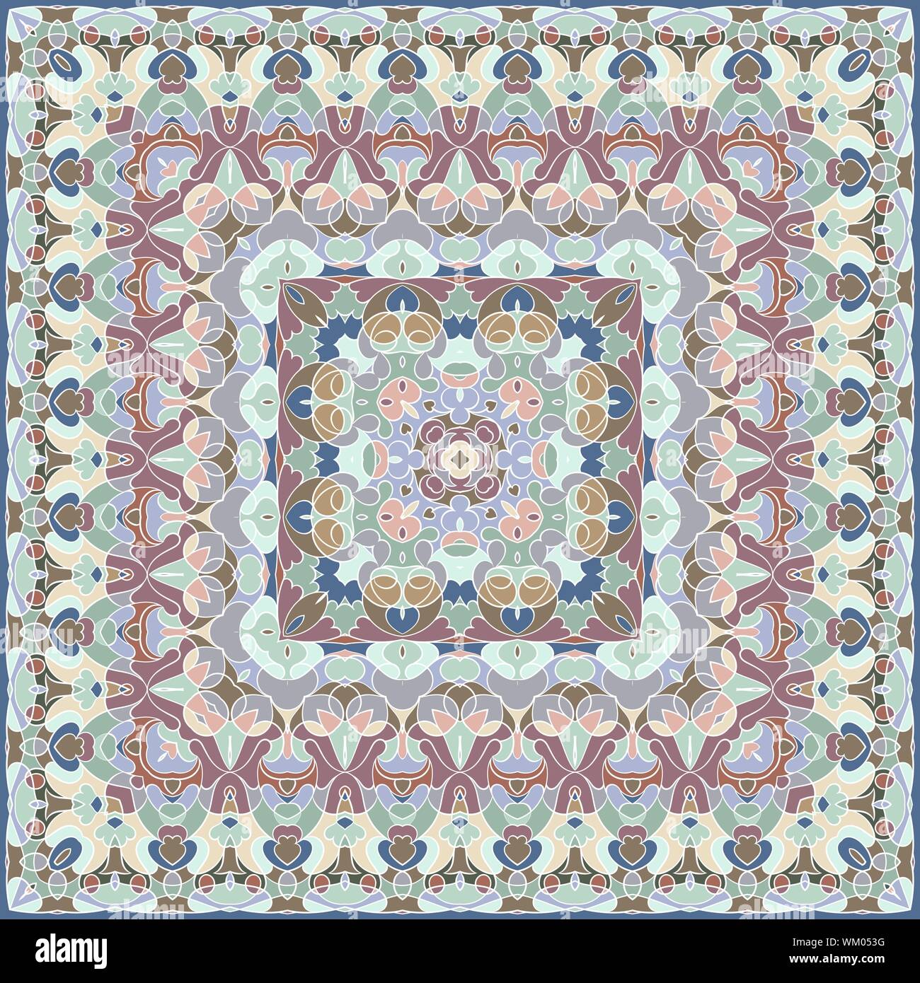 Quadratischen Muster für den seidenen Schal, Schal, Druckerei, Teppich.  Arabisch im klassischen Stil. Vector Illustration Stock-Vektorgrafik - Alamy