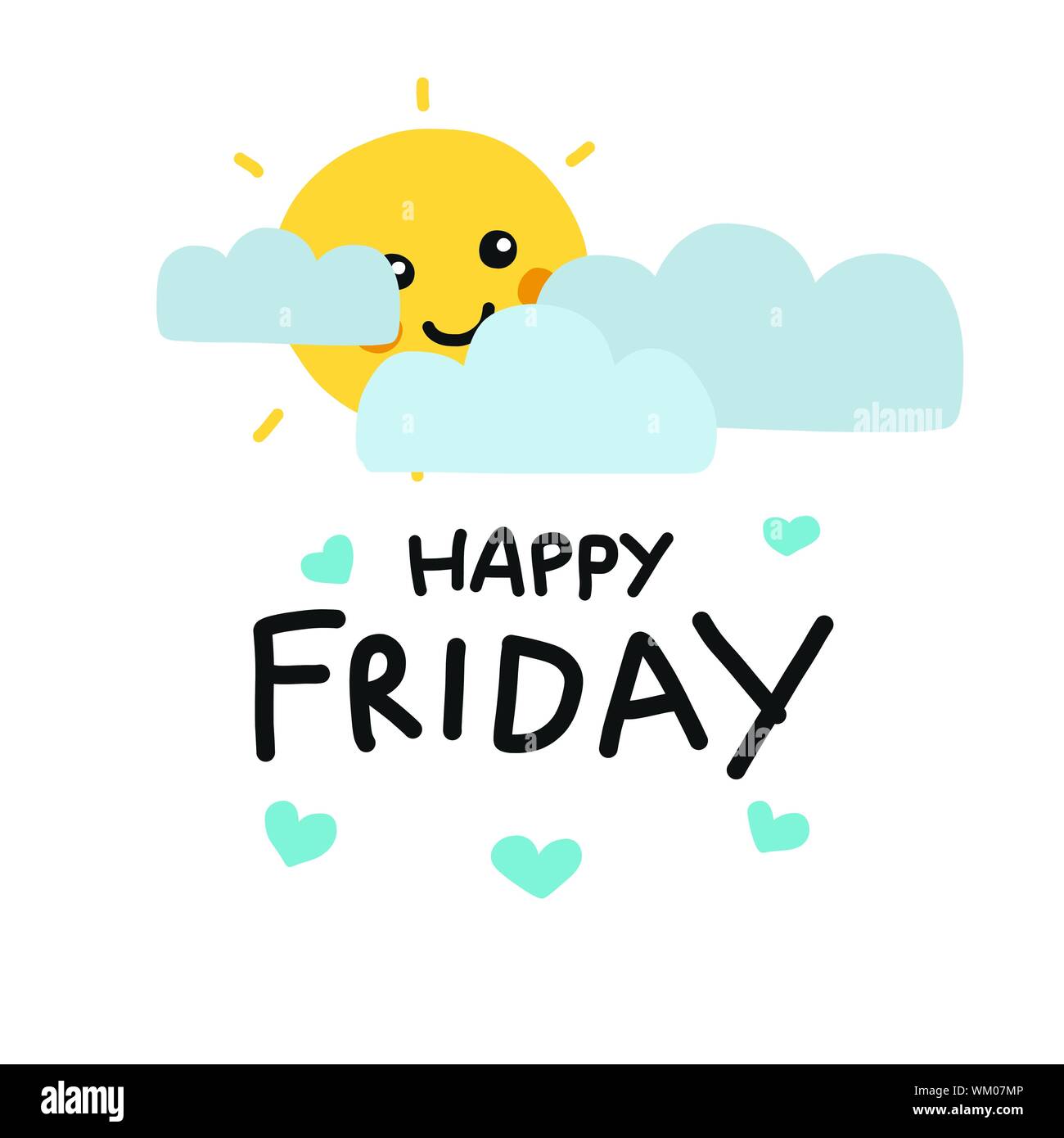 Happy Freitag cute Sonne Lächeln und Cloud cartoon Vektor illustration