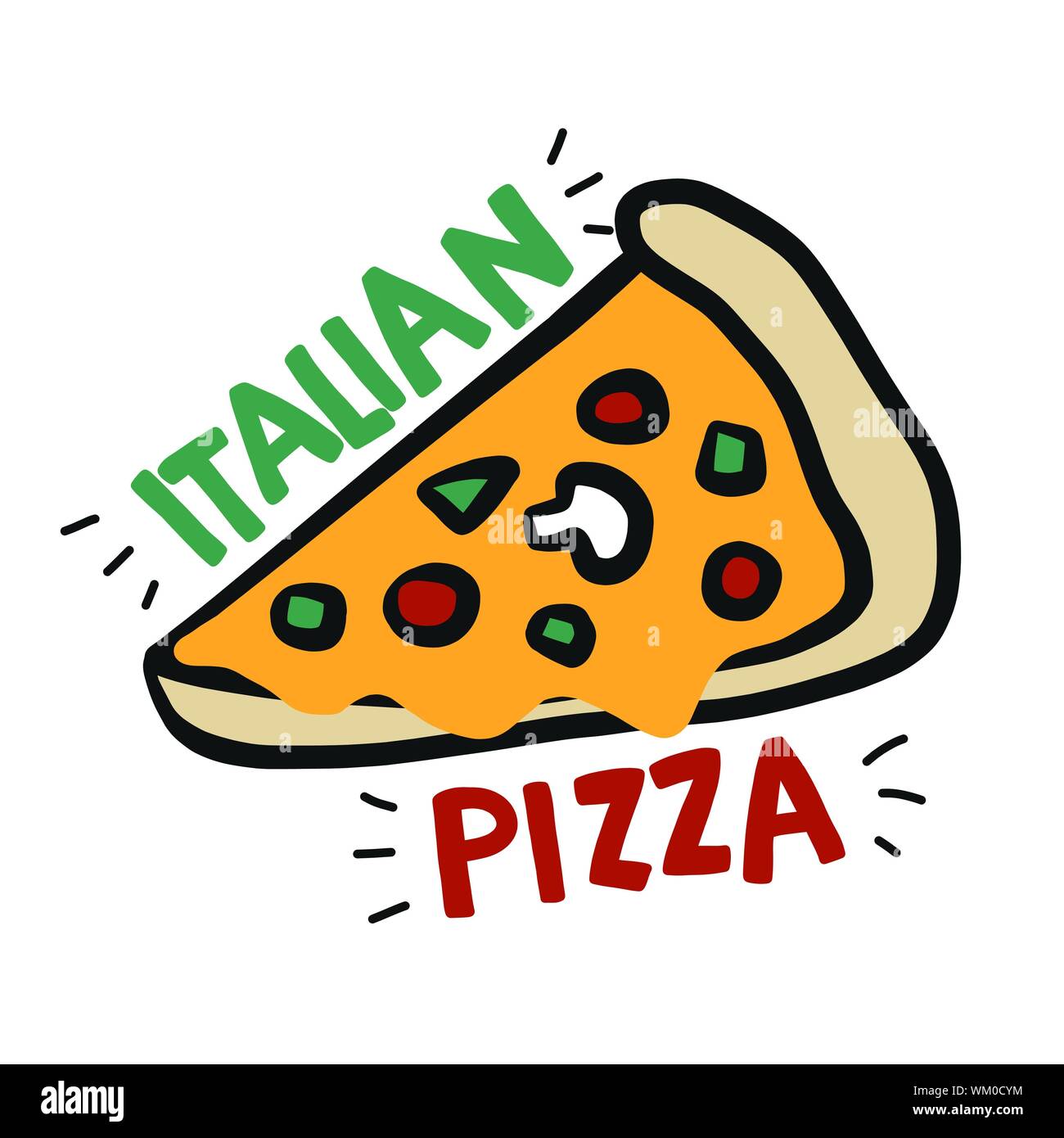 Italienische Pizza Logo Zeichnung Vektor Illustration Stock Vektor