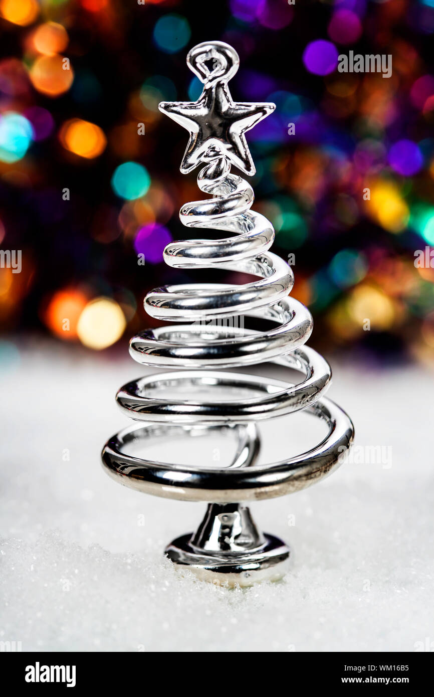 Silber stilisierte Weihnachtsbaum Stockfoto