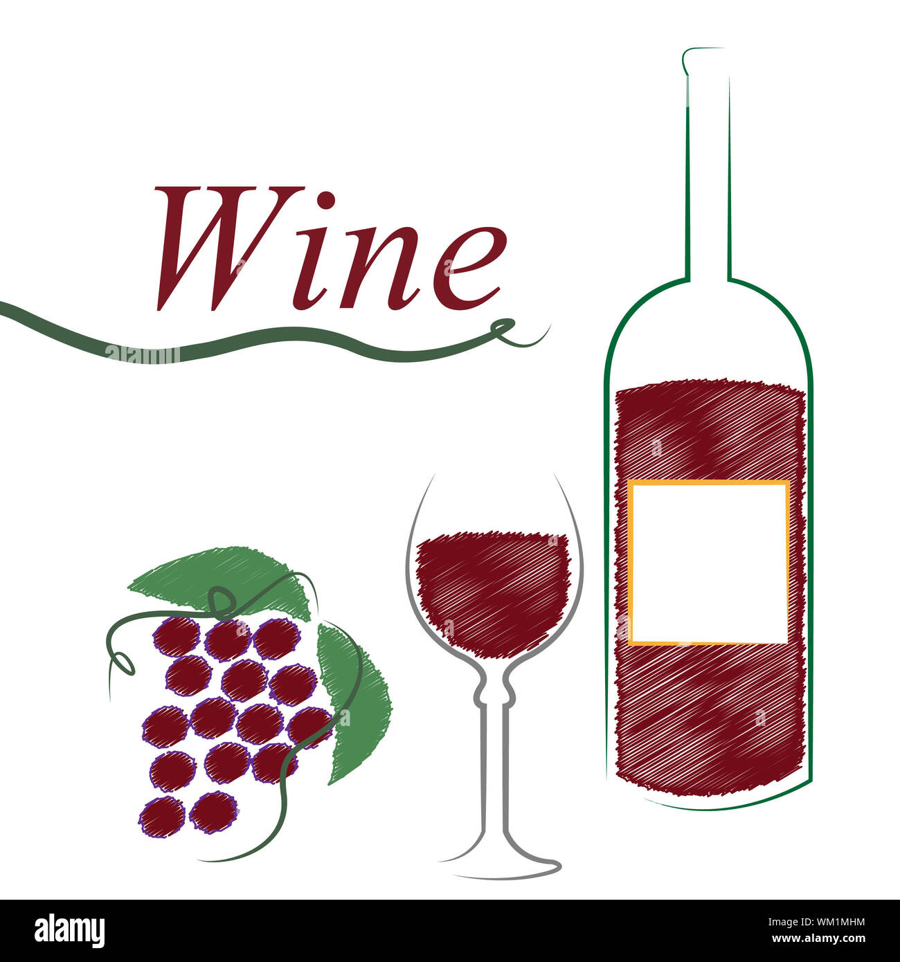 Wein, Flasche, darstellt, gutes Essen und Wein-Glas Stockfoto