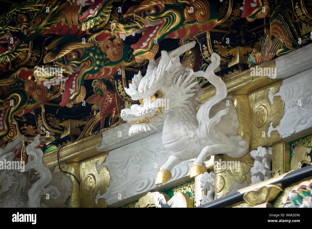 Dragon, Detail der Carving, Toshogu Tempel, Nikko, Japan Stockfoto