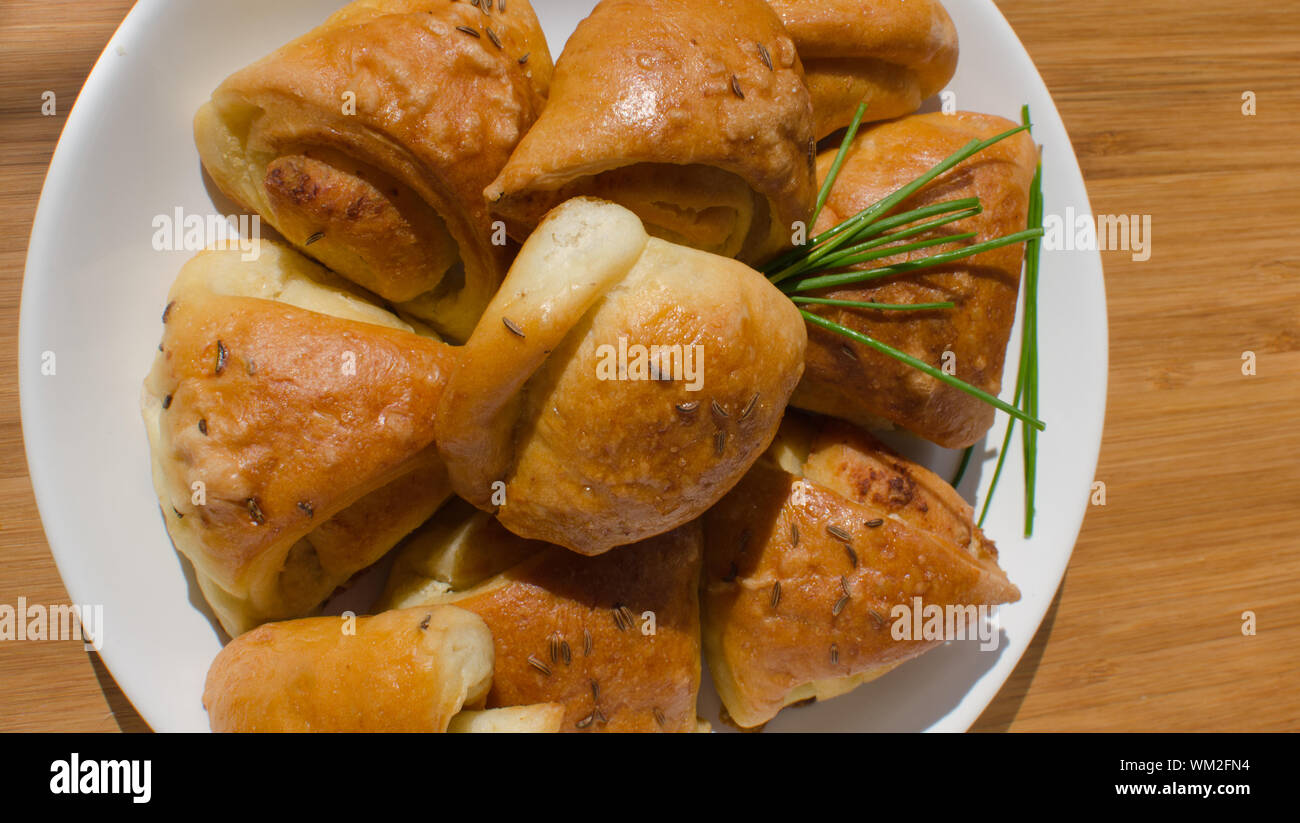 Knoblauch Brötchen mit Kreuzkümmel, auf Details konzentrieren Stockfoto