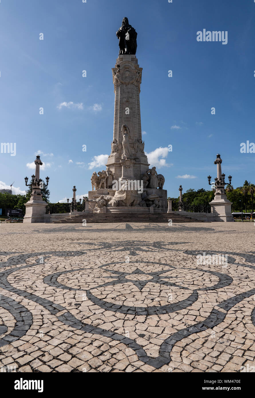 Marques de Pombal Statue in Lissabon Stockfoto