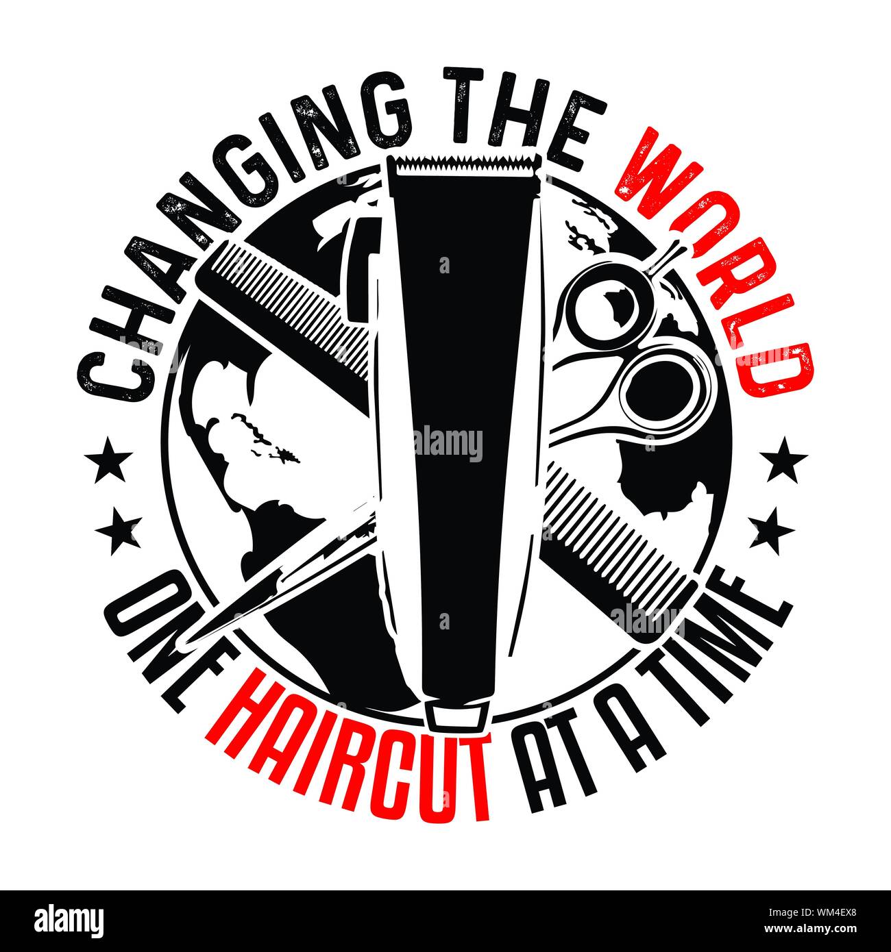 Die Welt verändern, ein Haarschnitt Stock Vektor