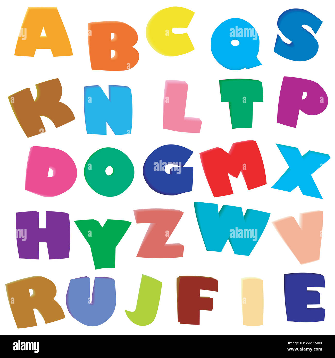 ABC, Großbuchstaben Sammlung, Vektor isolierte Objekte auf Weiß Stockfoto