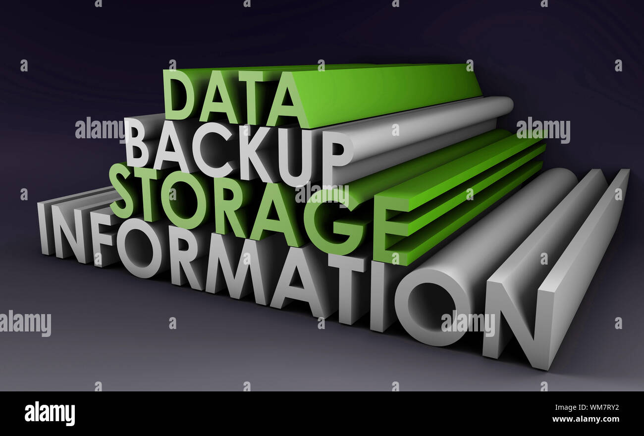 Daten-Backup-Informationen in 3d Kunst Zeichen Stockfoto