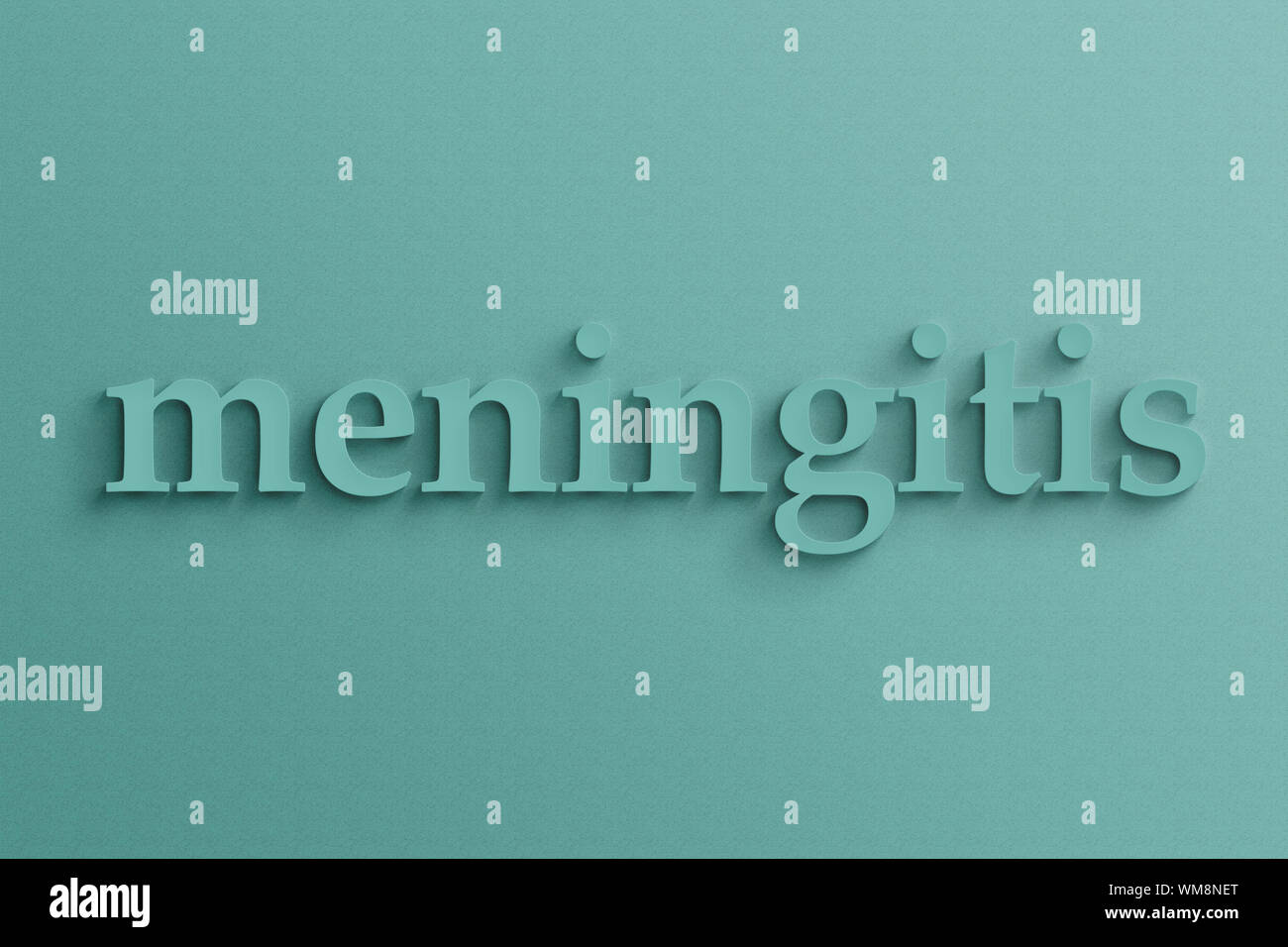 3D-Text mit Schatten an der Wand, Meningitis. Stockfoto