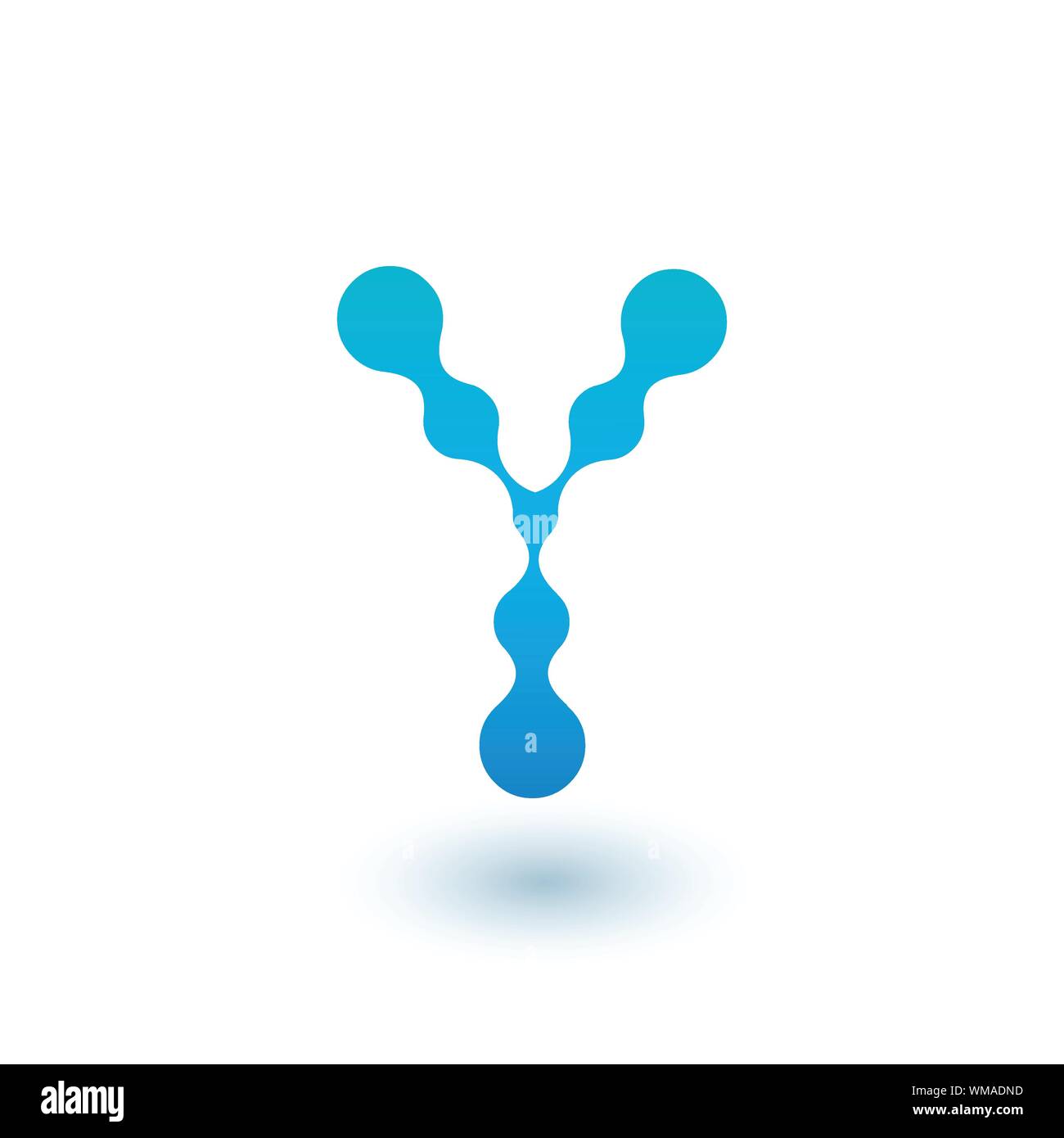 Wasser molekulare Anfangsbuchstabe Y-Logo, Flüssigkeit Flüssigkeit Design Element mit Dots und Schatten. Vektor Illustration auf weißem Hintergrund Stock Vektor