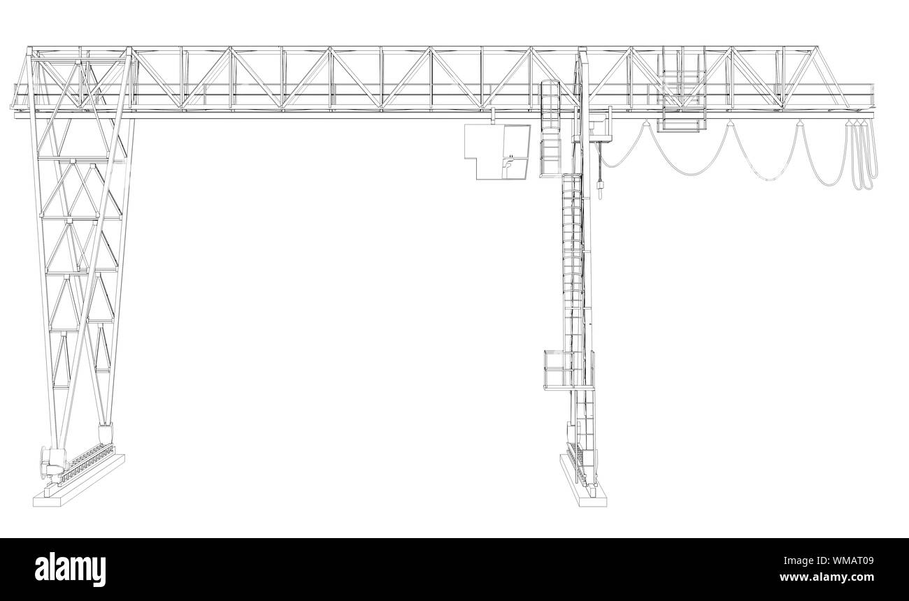 Gantry Brückenkran, auf weißem Hintergrund Stockfoto