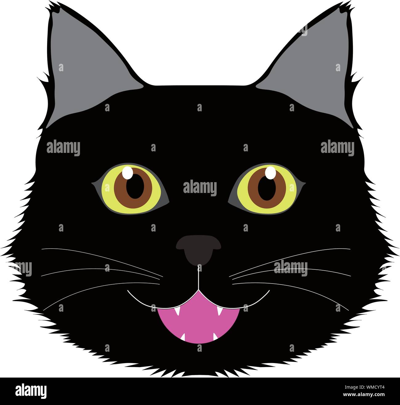 Abbildung eines lächelnden schwarze Katze in Vektoren Stockfoto