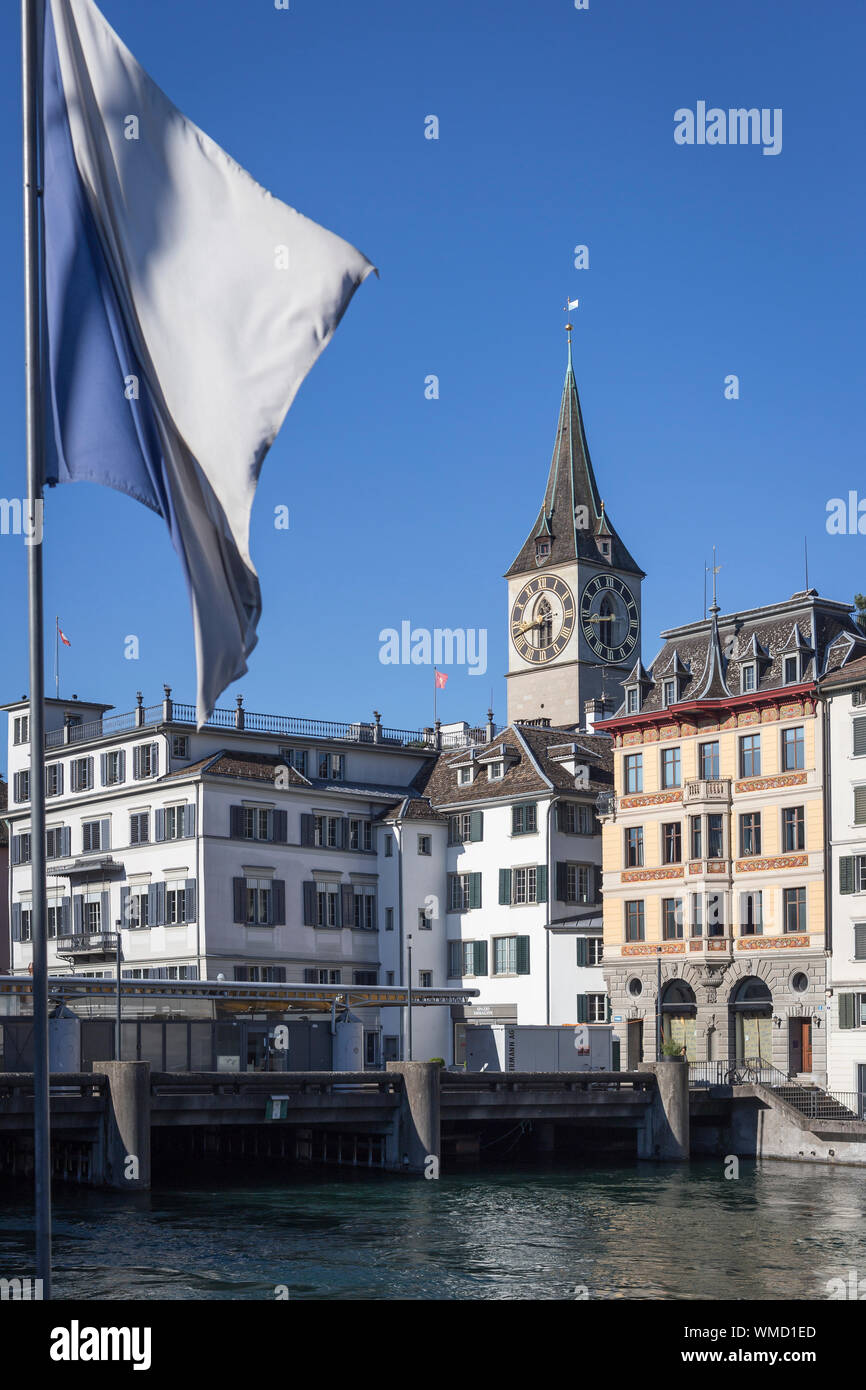 Altstadt und Fluss Limmat, Zürich, Schweiz Stockfoto